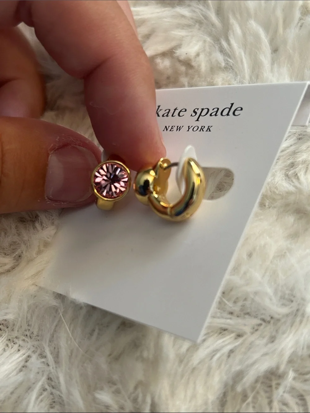 NWT $58 kate spade Keep Sparkling Round Huggies - Pink/Gold